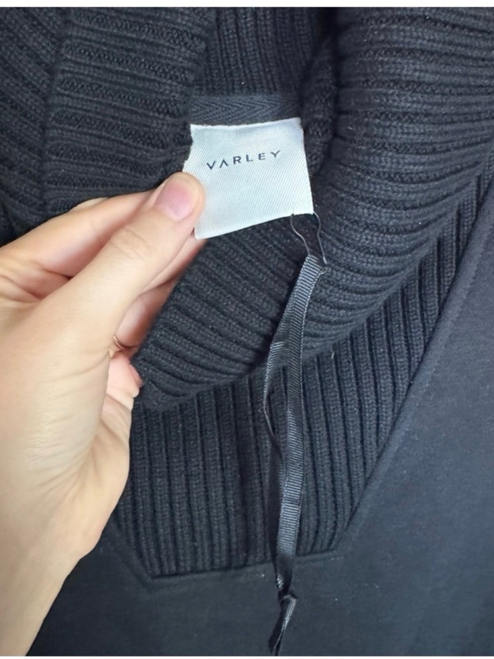 Varley Black High-Neck Pullover Sweater with Drawstring Waist - Picture 2 of 9